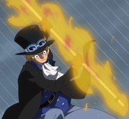 Sabo (One Piece) can ignite his pipe with his Mera Mera no Mi powers.