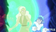 Perfuma and Frosta (She-Ra and the Princesses of Power) combining their chlorokinesis and cryokinesis to attack.