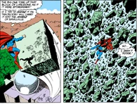 Superman v. A Giant Rock..PNG (406 KB) Superman (DC Comics) shattering and smashing a city block sized rock.