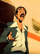 Richard Pryor (Black Dynamite) causes those around him - with Black Dynamite as the exception - to laugh whenever he talks.