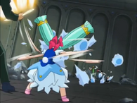 Patie (Konjiki no Gash Bell!) using Ganzu Akuru to fire off bullets of water at high velocity.