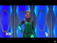 Jade/Remix (Mighty Med) was famous guitar play who gained her powers, Ergrokinesis and Levitation, from radioactive yak milk combined with electrical feedback from her guitar.