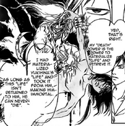 Zed (Code:Breaker) using his Death ability to materialize life and retrieve it, and immortalizing anyone who has their "life" extracted via this manner.