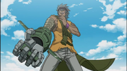 Kinjō (Buso Renkin) using his Arms Alchemy weapon: Peaky Gulliver.