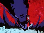 Hiei (Yu Yu Hakusho) creating a Dragon of the Darkness Flame.