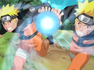 Naruto Uzumaki (Naruto) has created various modifications/variations to his father's Rasengan technique, such as the Big Ball Rasengan...