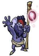 The Guru uses the Moon Stone he holds to use his mystical powers.