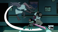 Having learned from Pearl, Connie Maheswaran (Steven Universe) has become an accomplished swordswoman.