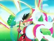 Goku (Dragon Ball) creating an Energy Shield.