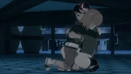 Lie Ren (RWBY) extending the effects of his Semblance to Nora Valkyrie through physical contact.