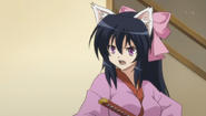 Himari Noihara (Omamori Himari) transformed partway into her bakeneko form.