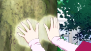 Hikari Sakurada (Castle Town Dandelion) using God Hand to accelerate a tree's growth.
