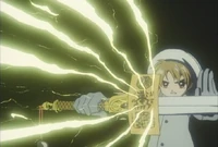 Syaoran Li (Cardcaptor Sakura) can use his enchanted Jufus to summon various elements, including fire, water, wind, lightning and ice.