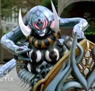 Serpentina (Power Rangers: Mystic Force) can summon many snakes (her "children") and when a victim is bitten by her snakes, she can activate her shield causing all who have been bitten to turn to stone.