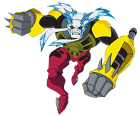 Aggregor (Ben 10: Ultimate Alien) in his form after absorbing the abilities of the aliens he captured, giving him the power of elemental manipulation.