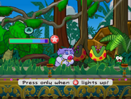 Flurrie (Paper Mario: The Thousand-Year Door) uses her Lip Lock attack to drain her opponent's HP, healing herself.