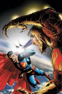 Preus (DC Comics) using "black light vision," an advanced version of Heat Vision that applies intense force as well as heat.