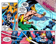 By flapping his wings, Hawkman (DC Comics) produces wind currents powerful enough to deflect Captain Boomerang's boomerangs.