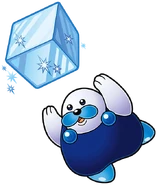 Mr. Frosty (Kirby) mainly attacks by throwing large blocks of ice that he creates.