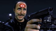 Target (Channel Awesome) is a goofy supervillain that embodies the various recurring tropes and stereotypes found in crazed, wide-eyed supervillains found in comic book movies made in the early 2000's, as well as being a parody of Collin Farrell's Bullseye.