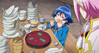 Iruma Suzuki's (Mairimashita! Iruma-Kun) demonstrates his massive appetite.