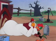 ...and daze a much larger rooster like Foghorn Leghorn with a single strike.