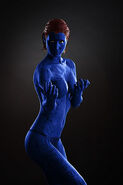 Raven Darkhölme/Mystique (X-Men) in her depicted image in a body painted form.