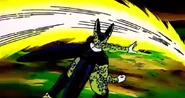 Cell (Dragon Ball Z) using All Clear to project a long energy slash.