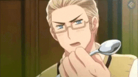 Germany (Axis Powers Hetalia) can break a spoon with his bare hands, along with other things.