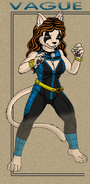 Vague (Extinctioners) is the sister of Alleycat and fellow anthropomorphic domestic cat, her ability allows her to become untraceable by any means.