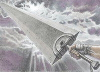 …the legendary Dragon Slayer, an oversized slab-sword that's said to be able kill dragons. It is a powerful weapon that Guts has wielded since the Eclipse, serving as his primary weapon for slaying the monstrous Apostles as the Black Swordsman.