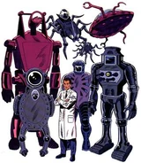 Spencer Smythe (Marvel Comics) developed the Spider-Slayers to kill Spider-Man.