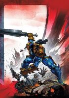 200px-Deathstroke.jpg (108 KB) Slade Wilson (DC Comics) was brought to his peak Human condition from a military procedure.