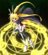 Fate Testarossa.jpg (73 KB) Thanks to her lightning-type Mana Conversion Affinity, Fate Testarossa (Magical Girl Lyrical Nanoha) is able to unleash a wide variety of electrical-based attacks and form her electricity into powerful scythes and swords.