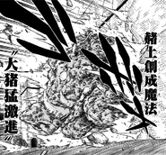 Broccos (Black Clover) uses red clay to create his Big Boar Rampage.