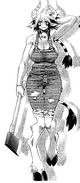 Minotaurs such as Cathyl (Monster Musume) have strength surpassing even regular Centaurs and can effortlessly lift a grown man with a single arm, unintentionally nearly crush a man's skull with her bare hands, and easily carry tree logs as large as her body.