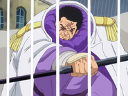 Admiral Issho/Fujitora (One Piece) hardening his katana with Busoshoku/Armament Haki: Koka.