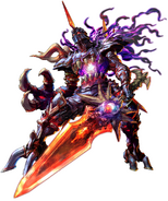 Nightmare (Soul series) carries Soul Edge, a powerful demonic weapon that is well known for stealing the souls of anyone unfortunate to be at the end of its blade. With every soul or fragment of Soul Edge collected, both Nightmare's and the sword's power increases.