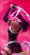 After being killed for the first time, Elizabeth "Betsy" Braddock/Psylocke (Marvel Comics) was altered by brother Jamie Braddock at a quantum level in order to make her more resilient. His changing of her personal being gave her immunity to magic, psionics, and alterations to the space-time continuum, as well as imperceptibility to similarly empowered beings.