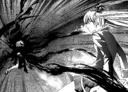 When Rui Hachiouji's (Code: Breaker) Dark Side takes over, she is enveloped in an aura of dark shadows.