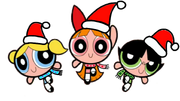 Powerpuff Girls Wear Christmas hat and Winter Clothes