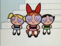 Blossom, Bubbles, and Buttercup, as they appear in this episode.