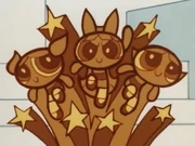 The Powerpuff Girls Gold Statue.