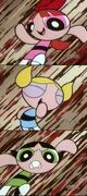 The first appearance of the Powerpuff Girls on broadcast.