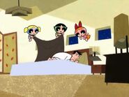 The Girls tuck the Professor into bed in "Burglar Alarmed".