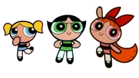 Blossom, Bubbles, and Buttercup, as they appear in this episode.