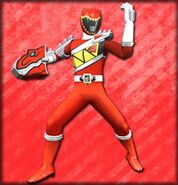 Kyoryu Red Armed On as depicted in Super Sentai Battle: Dice-O