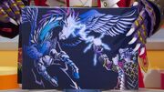 A depiction of Shou Ronpo accessing the power of the Pegasus Kyutama.