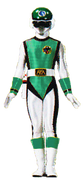 A female version of the Green Flash suit as seen in Kaizoku Sentai Gokaiger.