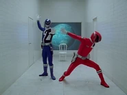 Once they transform into DekaRed and DekaBlue, Erika disappears.